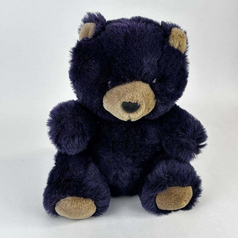 Dark Purple Stuffed Teddy Bear Wild Wonders Plush 9"